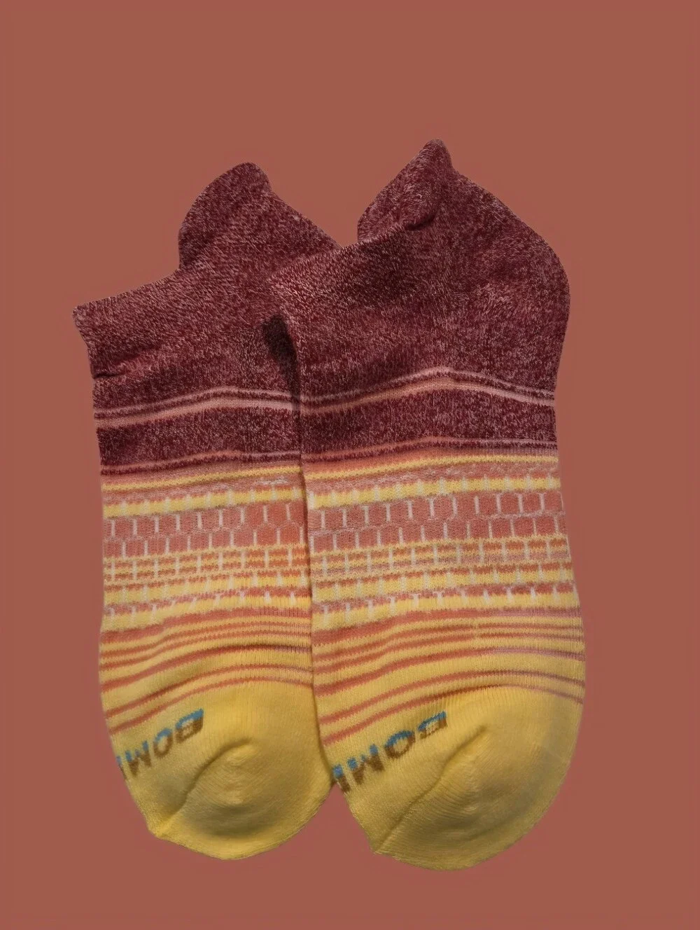 Bombas Medium Ankle Socks Red & Yellow 5 Pair BNWT Unisex Honeycomb Arch Support